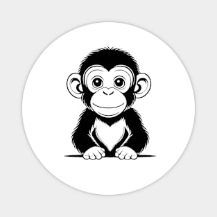 Cute Baby Chimpanzee Animal Outline Magnet